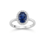 21K Gold Blue Sapphire Diamond Ring