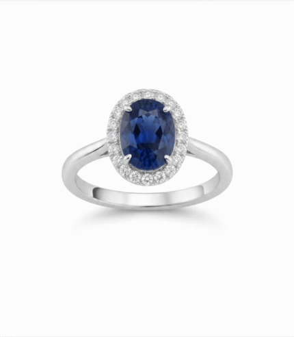 21K Gold Blue Sapphire Diamond Ring