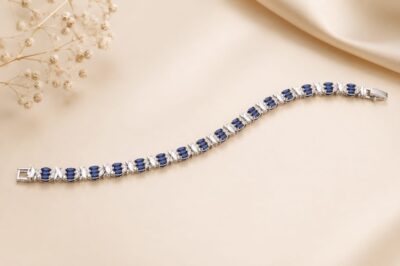 925 Silver bracelet with blue stones