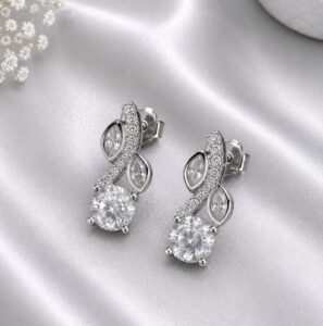 925 Silver Floral Stud Earrings with Sparkling Cubic Zirconia Stones