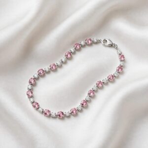 Silver 925 Ladies Bracelet - Pink Stone Bracelet - Al Imran Jewellers