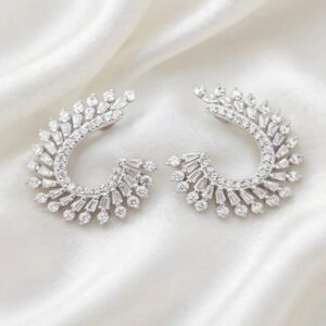 Silver 925 Earrings - Diamond Wing Stud Earrings - Al Imran Jewellers