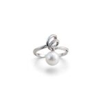 Elegant 18K Gold Diamond Pearl Ring with White Pearl