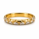 A luxury 21K gold ring featuring a unique hexagonal silver pattern, elegant jewelry for daily wear