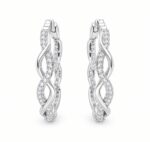 925 silver twisted infinity hoop earrings with white zircon stones
