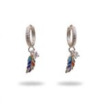 925 sterling silver rainbow feather hoop bali