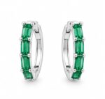 925 silver green baguette huggie bali