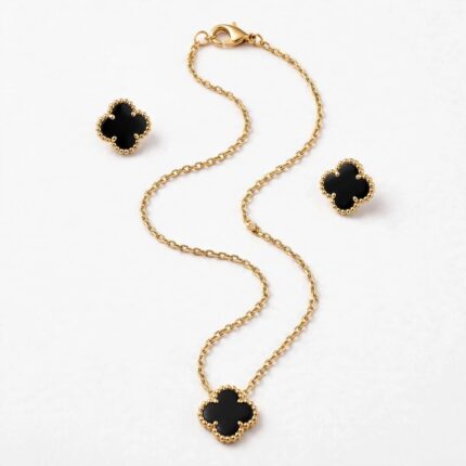 925 silver black onyx clover locket and tops