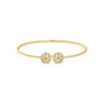 925 sterling silver gold plated twin floral open cuff bracelet for women with cubic zirconia stones