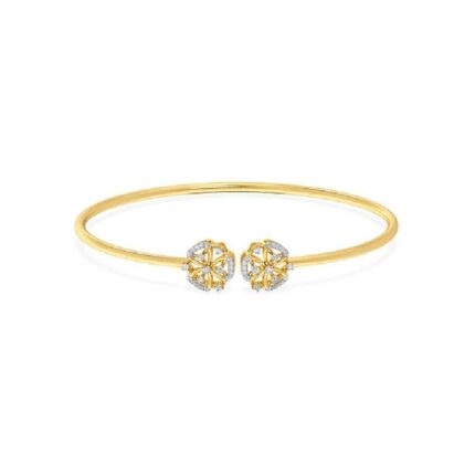 925 sterling silver gold plated twin floral open cuff bracelet for women with cubic zirconia stones