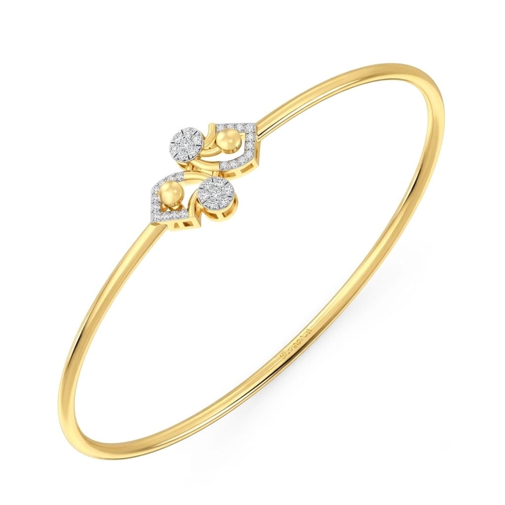 925 Sterling Silver Gold Plated Floral Ball Cuff Bracelet For Women | Designer Bypass Kada Bracelet | Anti Tarnish Adjustable 925 sterling silver gold plated floral ball bypass cuff bracelet