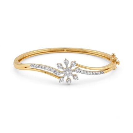 925 sterling silver gold plated starburst flower hinged cuff bracelet with Zircon pave for women